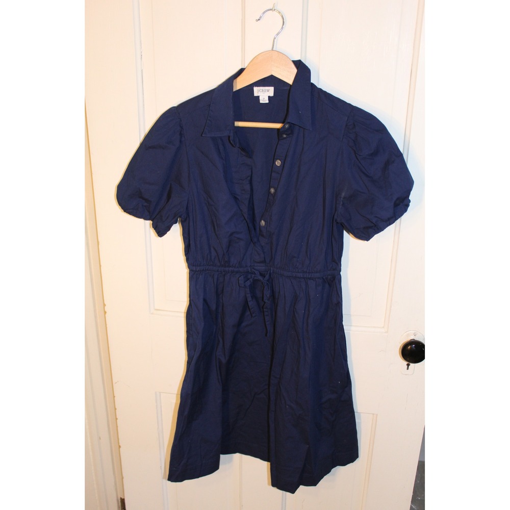 J. Crew Navy Blue Short Sleeve Mini Dress Drawstring‎ Waist Womens Size 2